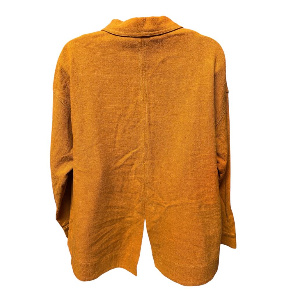 7115 by Szeki Linen Cotton Overshirt Jacket Mustard XS Minimalist - Picture 2 of 4